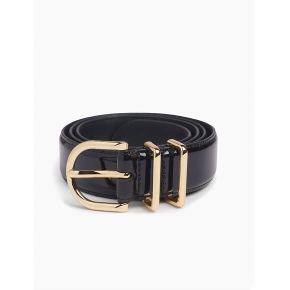 NEW FAVORITE DAUGHTER patent fancy juni belt in black/gold